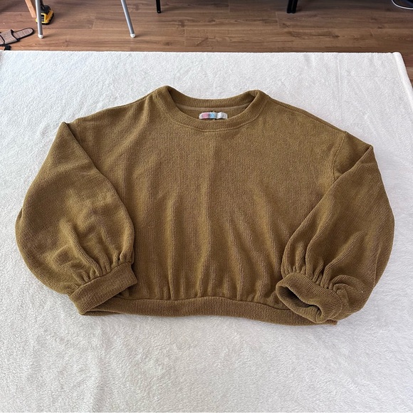 *SOLD* Free People FP Beach Happy Pullover Sweater in Yellow Mustard Size Large - Picture 2 of 11